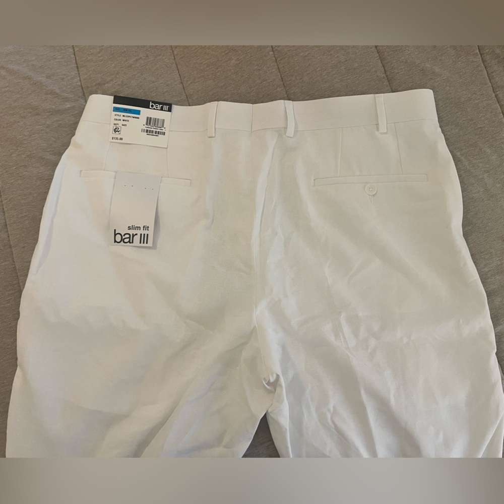 NWT Bar III Men's Slim Fit Ivory linen Pants - Picture 2 of 5